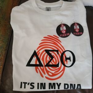 DST shirt with matching earrings.  It's in my Dna